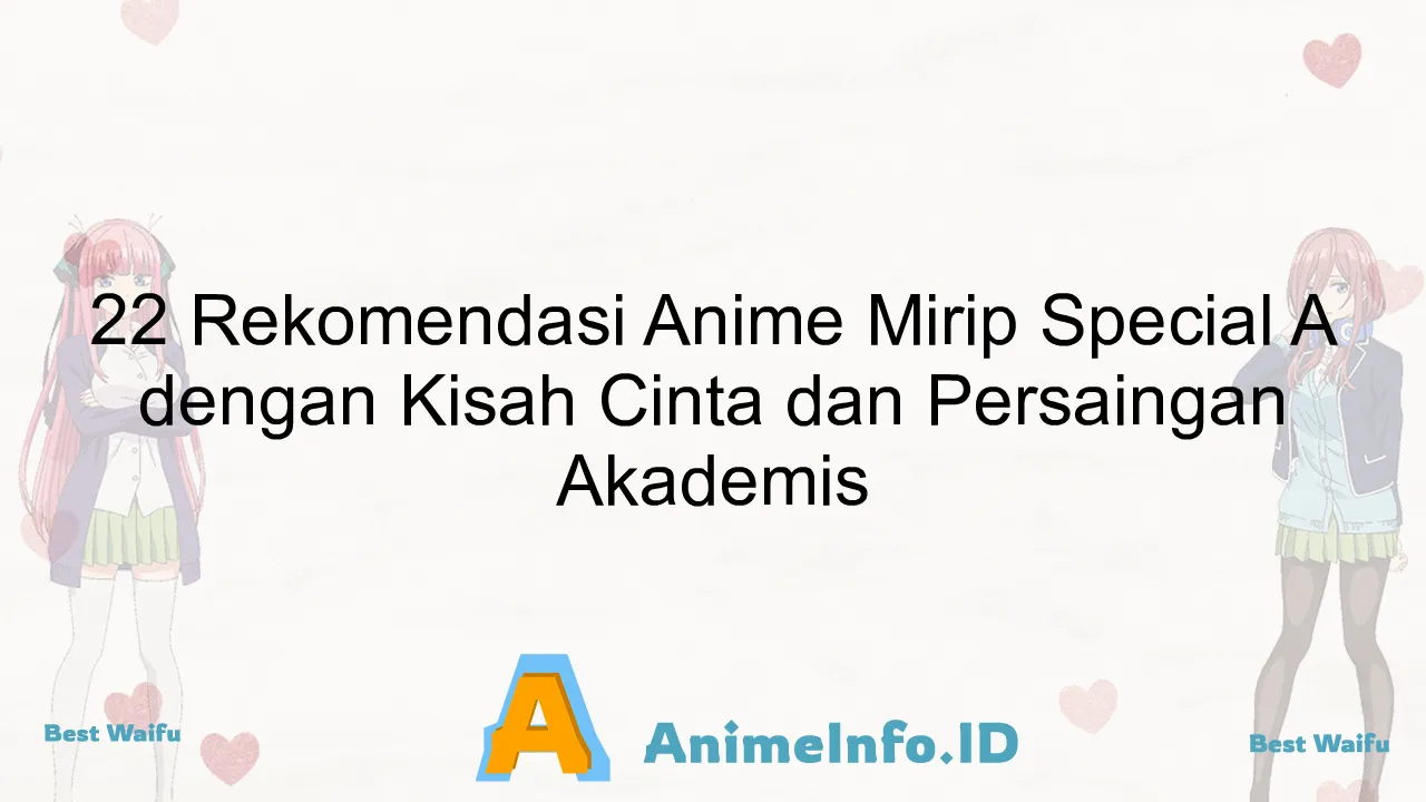 22 Rekomendasi Anime Mirip Special A dengan Kisah Cinta dan Persaingan Akademis